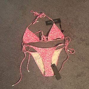 Triangl vinca pink leopard bikini set